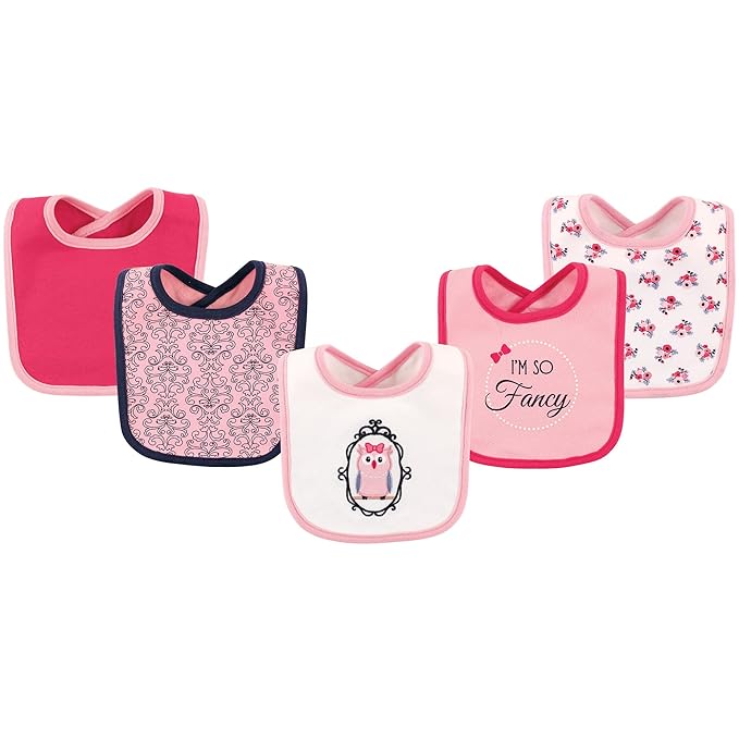 Hudson Baby Unisex Baby Cotton Bibs, Fancy Owl, One Size