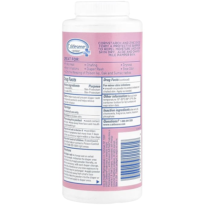 Caldesene Medicated Protecting Powder with Zinc Oxide & Cornstarch, 5 oz (Pack of 6)