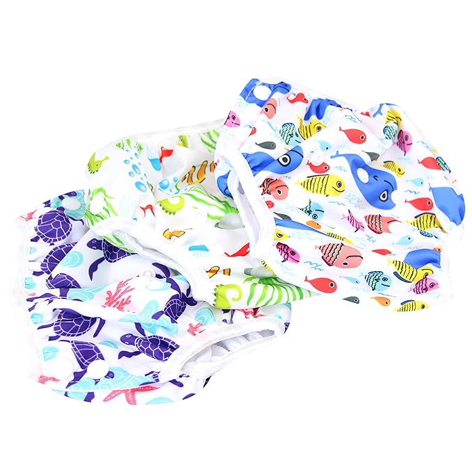 Langsprit 3 Pack Swim Diaper for Baby & Toddle,Reuseable Washable Diaper Swim for Swimming Lesson & Baby Shower Gifts