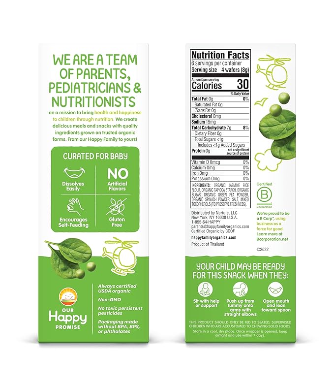 Happy Baby Organics Teether, Pea & Spinach, 12 Count (Pack of 6)