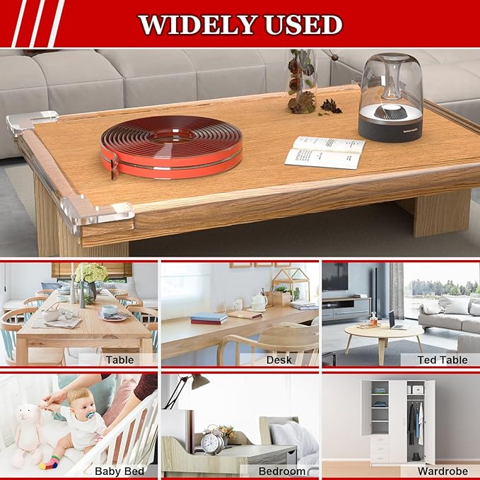 Edge Corner Protector Baby Proofing with 4 Corners Protector, Self-Adhesive Furniture Corner Guard & Edge Safety Bumpers, Table Edge Corner Protectors Covers (1.2in Wide, 6.6ft with 4 Corners)