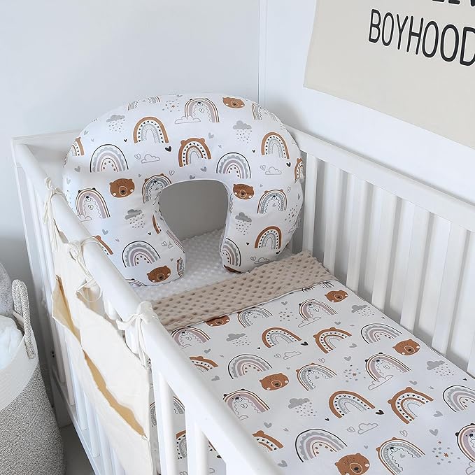 iEvolve Changing Pad Cover Ultra Soft Minky Dots Changing Table Cover Breathable Changing Table Sheet Diaper Changing Pad Cover for Baby Boys Girls (RainbowBear)
