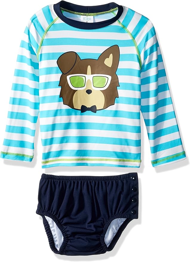 Kiko & Max Boys' Baby Rashguard and Diaper Cover Swim Set
