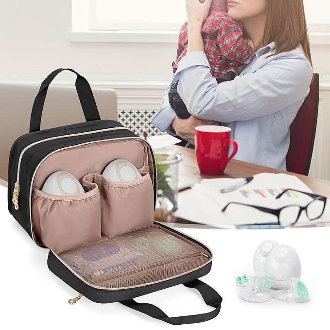 Damero Wearable Breast Pump Bag Compatible with Elvie, Willow and Momcozy Breast Pump, Carrying Case for Wearable Breast Pumps, Pump Parts and More, Black