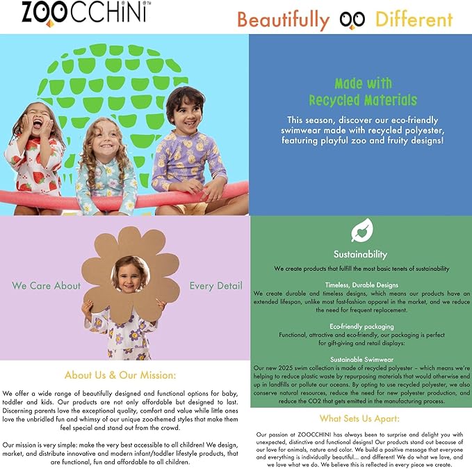 ZOOCCHINI Baby & Toddler Pack of 2 Reusable Swim Diapers – Waterproof with UPF 50+ Sun Protection, Chlorine & Salt Water Resistant, Leakproof Design, Sophie the Shark - 2T/3T