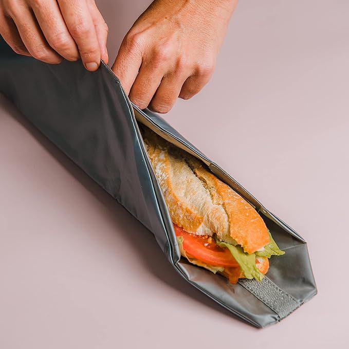 NERTHUS FIH 877 Reusable Adjustable Snack Bag Black, Ecological, Adaptable, Easy to Clean and Washable