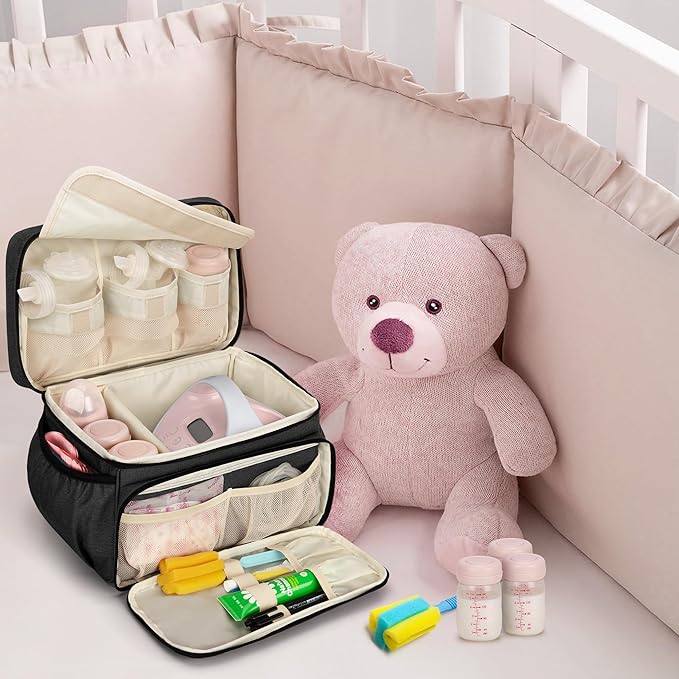 Luxja Breast Pump Bag Compatible with Spectra S1 and S2, Pumping Bag for Breast Pump and Extra Parts (Suitable for Home or Travel Use), Black (Patent Pending)