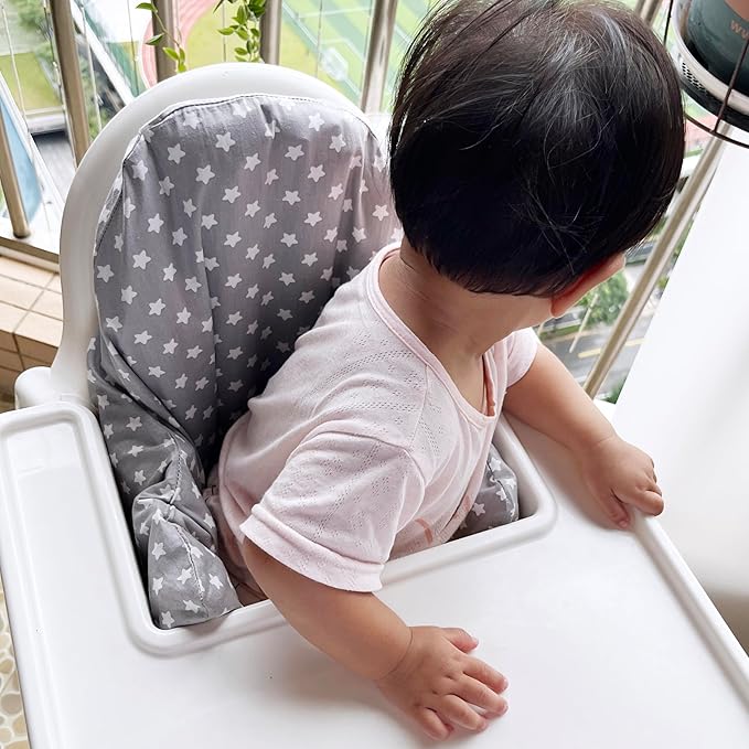 ZARPMA Inflatable Inner Cover for IKEA Antilop Highchair,Cotton Fabric (Not Included Inflatable Inner,Cover Only) (Grey Stars)