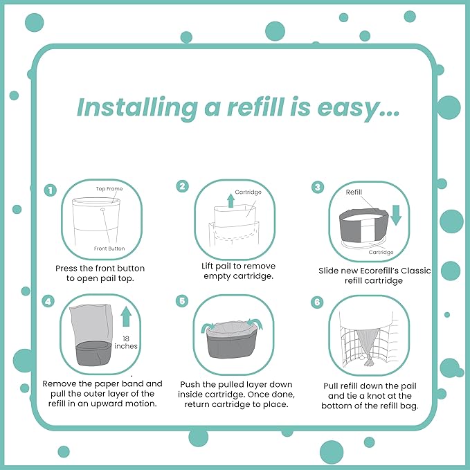Adult Diaper Liner Refills Compatible with Janibell Akord 280 Slim 4 Pack for 1440 Diapers (Extra 10% Length & 30% Thickness) Incontinence Disposal System Plant Scent to Eliminate Waste/Odor Resistant