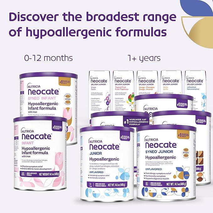Neocate Syneo Junior - 1+ years - Hypoallergenic Toddler Formula for Food Allergy Relief - Nutritionally Complete Dairy Free Formula - With Prebiotic and Probiotics - Unflavored - 14.1 oz