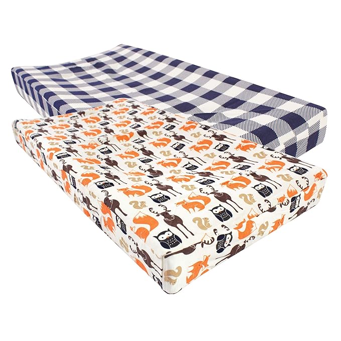 Hudson Baby Unisex Baby Cotton Changing Pad Cover, Forest, One Size