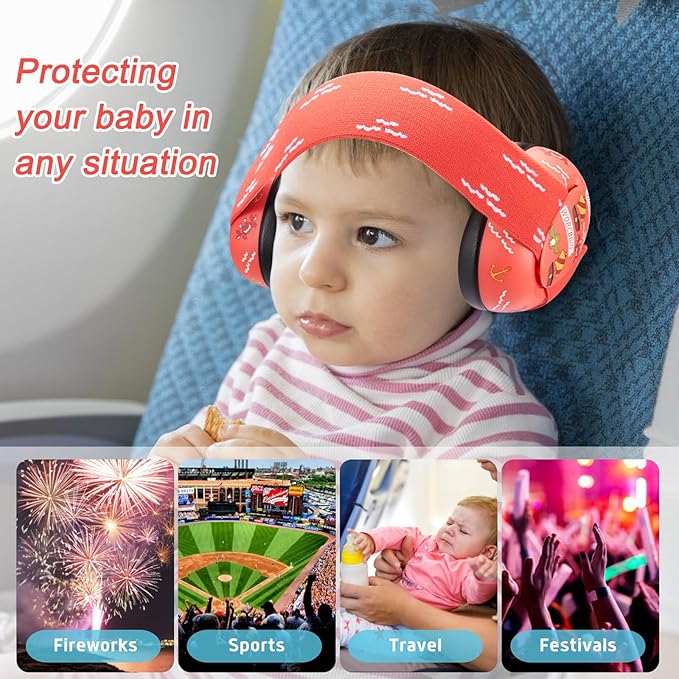 Infant Ear Protection Noise Cancelling Baby Ear Muffs, Toddler Hearing Protection with Adjustable Elastic Headband,Sailboat