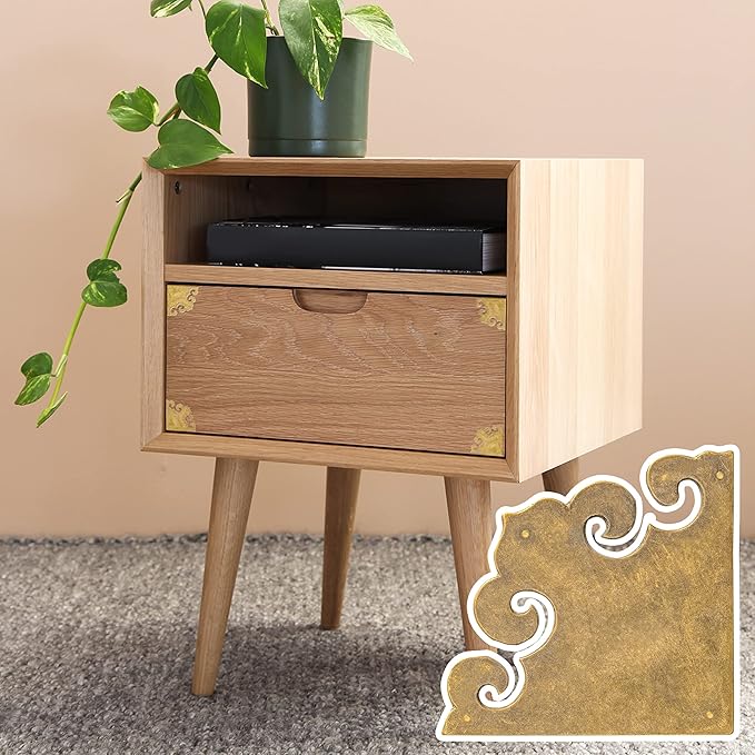 Brass Curled Box Corner Plate – Set of 2, 3.3", by Hardware Philosophy