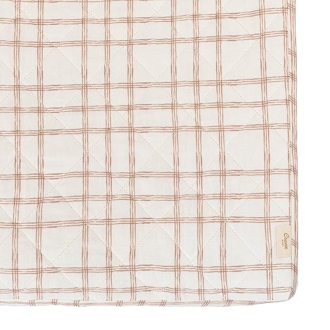 Crane Baby Change Pad Cover, Charlie Farmhouse Quilted Plaid Changing Pad Cover, Neutral Changing Mat Cover, Farmhouse Nursery Decor, Neutral Baby Registry Gifts