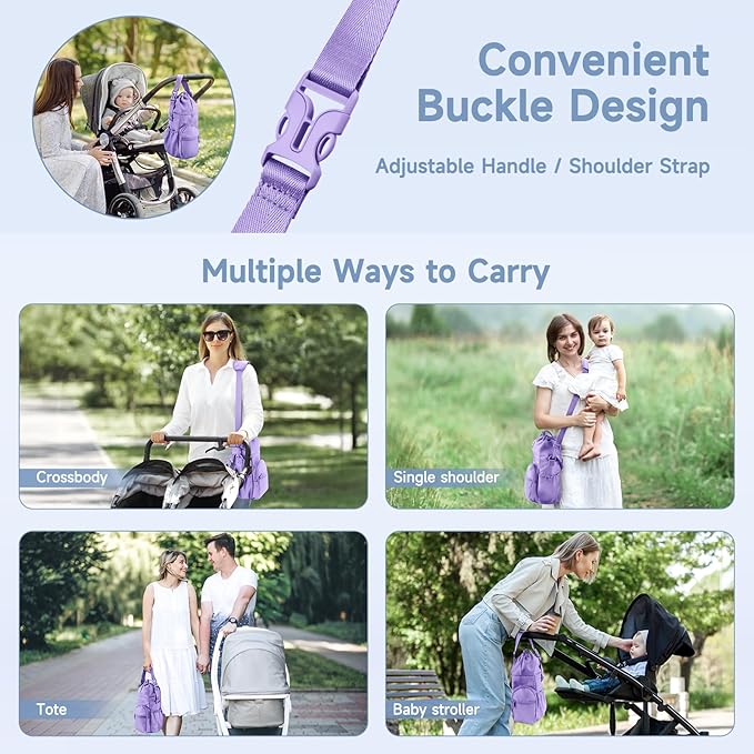 Portable Travel Bag for Breast Milk Cooler, Fits Milk Cooler & Portable BreastMilk Chiller, Leakproof,Insulated & Scratch-Resistant Bottle Carrier with Shoulder Strap & Extra Storage, Purple