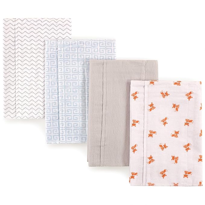 Luvable Friends Cotton Poly Flannel Burp Cloths Multipack, Fox 8-Pack, One Size
