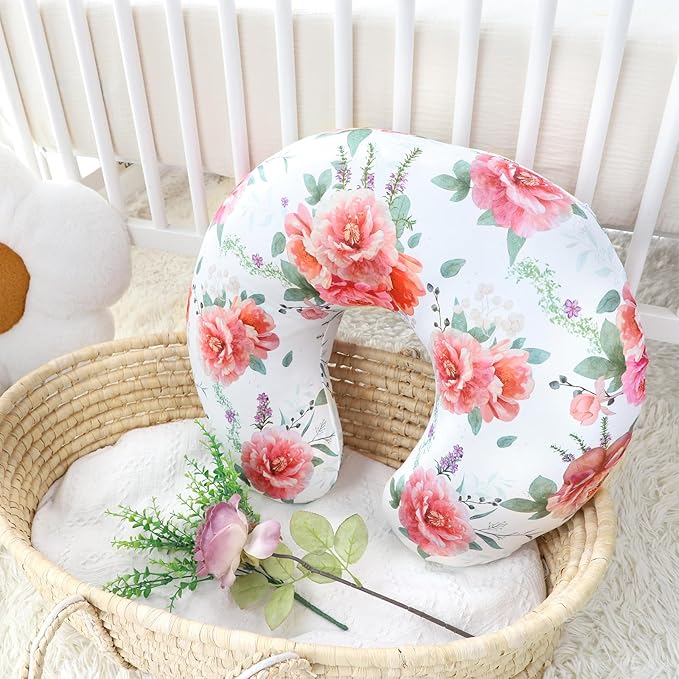 Pea Pod Nursing Pillow Cover Soft & Stretchy Removable Slipcover for Breastfeeding Pillows, Comfortable Nursing Pillow Case for Newborn, Snug Fit, Washable Feeding Pillow Slipcovers in Stylish Floral