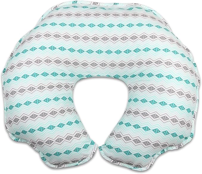 Cover for The Peanut Shell Extra-Large Nursing Pillow - Grey and Green Geometric