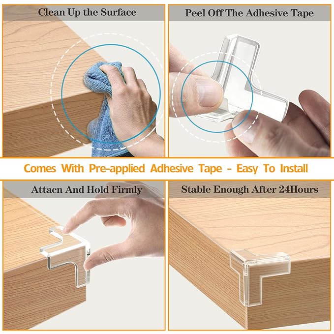 24 Pack Corner Protectors Baby Proofing Clear Corner Guards Table Corner Protector for Furniture, Baby Safety Corner Bumpers Covers, Furniture & Sharp Corner Baby Proofing, T-Shaped