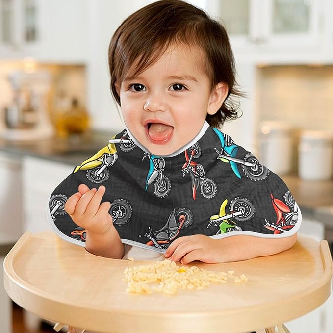 Motocross Dirt Bike Black Burp Cloths Baby Boys Girls Absorbent Soft Cotton Burping Cloths Rags 1 Pack