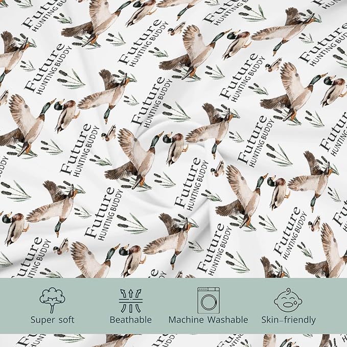 HawSkgFub Future Duck Hunting Buddy Changing Pad Cover for Baby Boy, Wild Mallard Hunter Diaper Change Table Covers, Soft Stretchy Breathable Safe Snug Fitted Changing Mat Sheets Fit 32"/34" x 16"