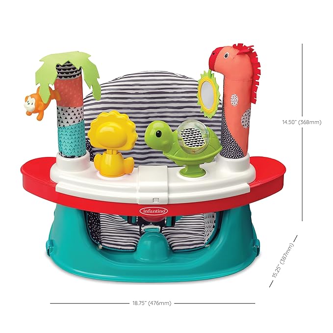 Infantino 3-in-1 Grow-with-Me Discovery Seat and Booster, Baby Activity Seat, Booster Seat for Dining Table with Removable Tray