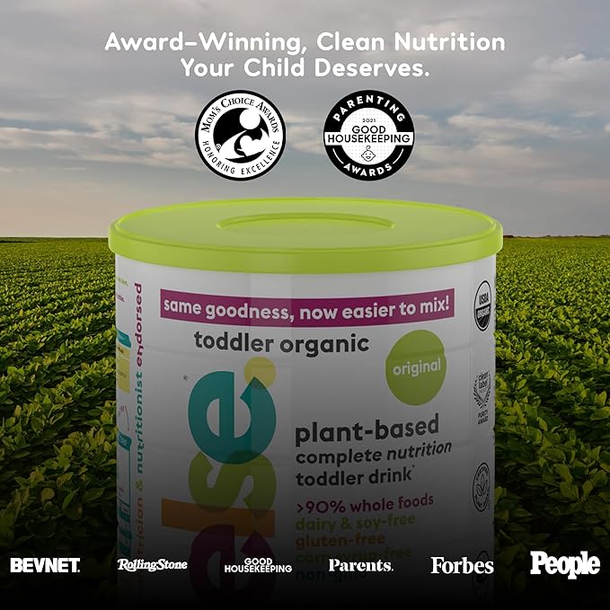 Else Nutrition Organic Toddler Formula, Plant-Based Original Nutritional Drink 12–36 Months Dairy & Soy Free, Supports Immunity & Balanced Growth, 20+ Essential Vitamins | Made in US (22oz, Pack of 1)