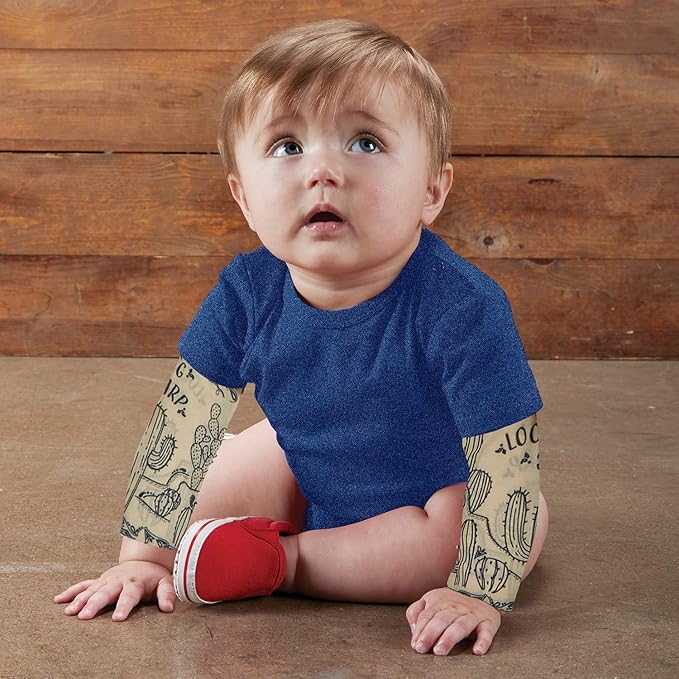 Stephan Baby Snapshirt-Style Diaper Cover with Tattoo Sleeves, Western, Denim Blue, Fits 6-12 Months