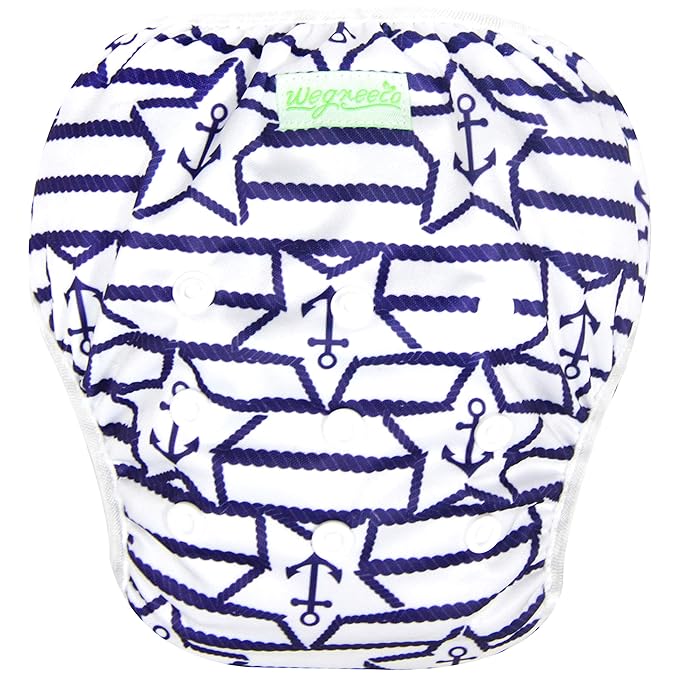 wegreeco Baby & Toddler Snap One Size Adjustable Reusable Baby Swim Diaper (Starfish, Small, 3 Pack)