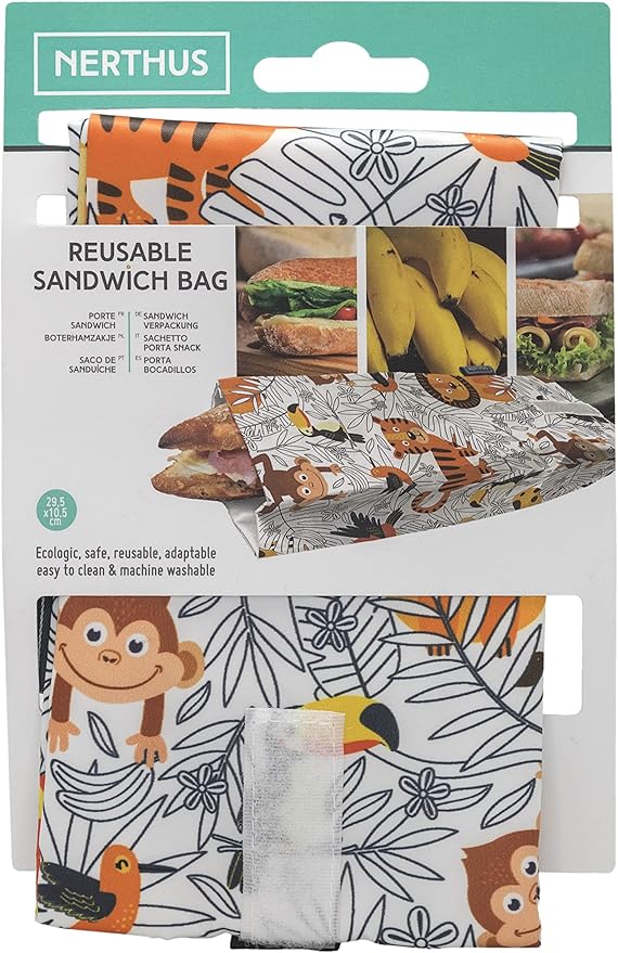 NERTHUS FIH 879 Safari Reusable Snack Bag, Eco-Friendly, Adaptable, Easy to Clean and Machine Washable