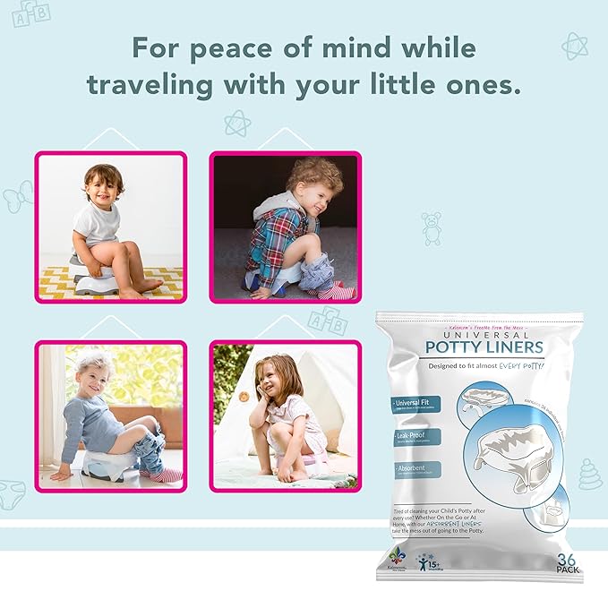 Kalencom Universal Potty Liners - Disposable Potty Liners for Toddlers - Absorbent and Leakproof - Compatible with Potette Travel Potty and Most Standard Toddler Potties (90, Universal)