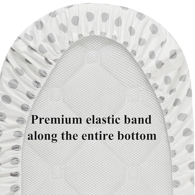 Waterproof Bassinet Sheets, No Need for Bassinet Mattress Pad Cover, 2 Pack Stretch Jersey Knit Super Soft fit for Cradle Oval Rectangle Hourglass Mattress Grey Stripes & Polka Dots