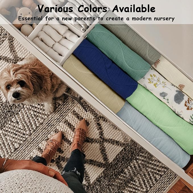 2 Pack Muslin Changing Pad Cover, Cotton Quilted Top Baby Changing Table Pad Covers, Soft Breathable Boho Changing Pad Sheets Fit for Standard Changing Pad 16" x 32" (Rainbow & Sand)