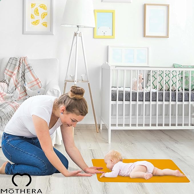 Mothera Vegan Leather Diaper Changing Pad Compact and Wipeable Baby Changing Mat Portable Changing Pad for Baby, 13" x 25"