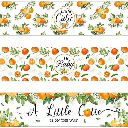 48 Pieces Little Cutie Baby Shower Water Bottle Labels Orange Water Bottle Wrapper Stickers Party Favors Decorations for Boy Girl Baby Shower, 3 Styles