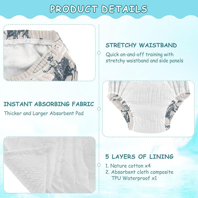 Toddler Potty Training Underwear Cotton Absorbent Soft Baby Girl Boy Potty Training Pant 2t-5t