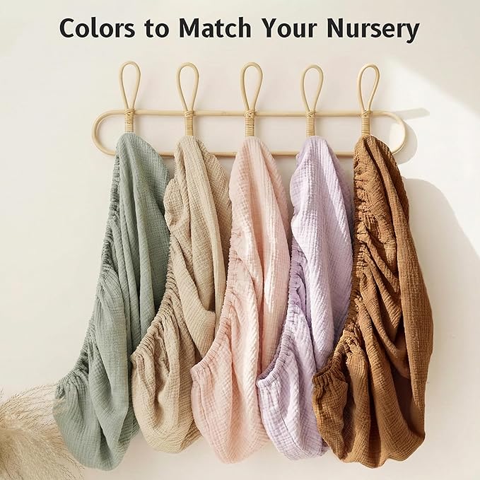 Muslin Changing Pad Cover, Baby Diaper Changing Table Pad Sheets, Cotton Soft Breathable Fitted, Boys Girls Neutral 2 Pack (Brown&Beige)
