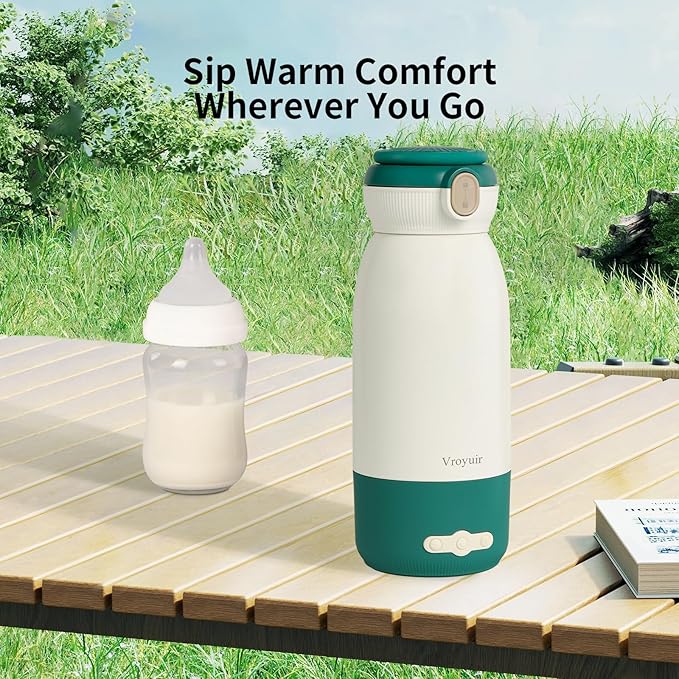 Portable Bottle Warmer, 17oz Travel Milk Warmer with Precise Temp Control 95-135°F, Fast Heating, USB Rechargeable, for Breast Milk, Formula & Water, Keep Warm