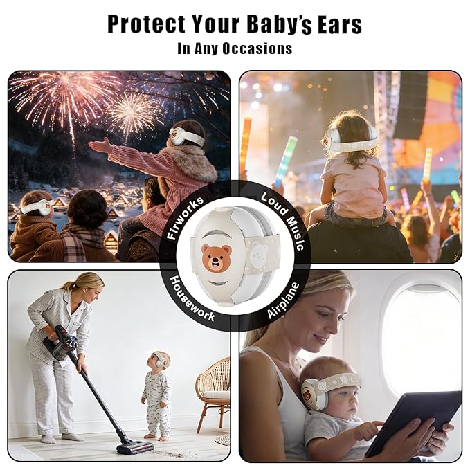 Floriogra Baby Headphones for Noise, Baby Ear Protection for Babies and Toddlers 0-36 Months - Adjustable Babies Noise Cancelling Headphones -Infant Ear Protection Earmuffs Against Hearing Damage