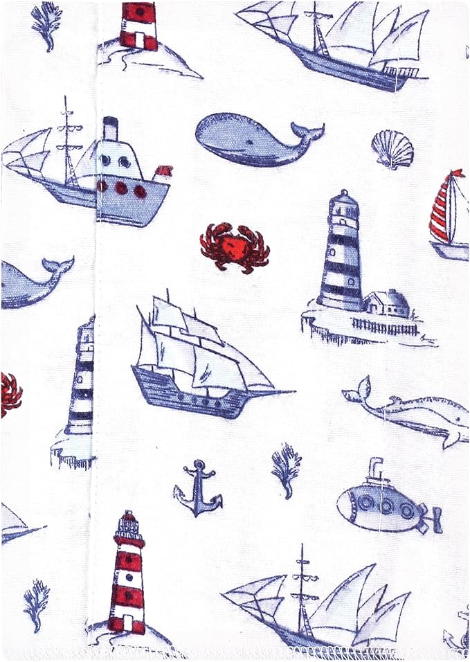 Luvable Friends Hudson Baby Flannel Burp Cloths 7pk, Coastal Lighthouse