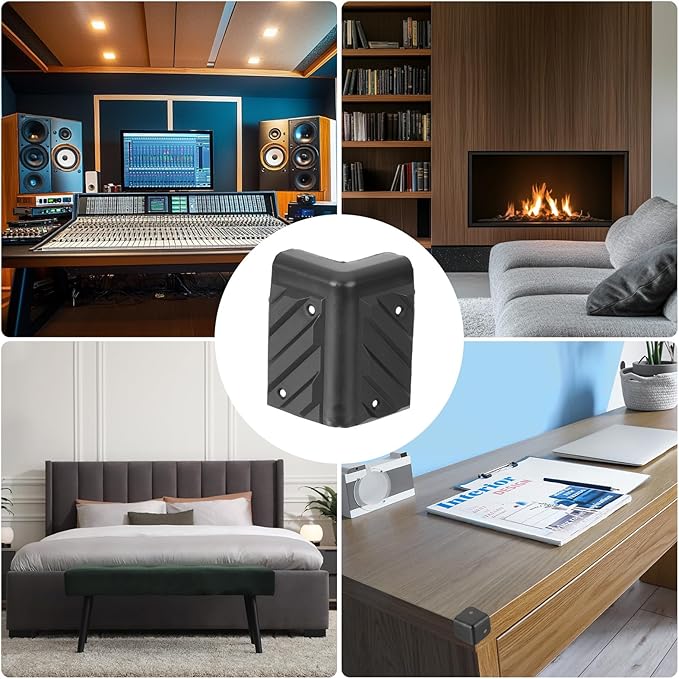 uxcell 4 Pcs 1.89" x 1.89" Speaker Corner Protectors, Plastic Right Angle Protector Thickening Speaker for Cabinet Guitar Amplifier Stage Speakers, Black