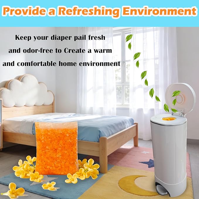 14 Pack Diaper Pail Odor Absorber Refills for Munchkin Step and Pall Diaper Pails, Odor Eliminator Filter Refills for Puck Baking Soda Cartridge (Osmanthus)