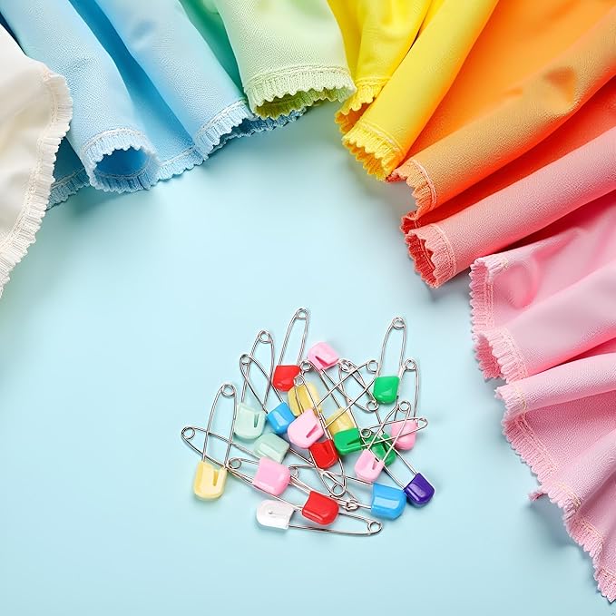 BWESOO 20Pcs Multicolor Baby Infant Child Cloth Nappy Diaper Pins Safety Locking Holder Colorful Safety Pins Heavy Duty 2 Inch Diaper Pins & Fasteners