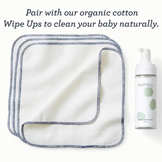 Esembly Wipe Up Wash Refill, Organic No-Rinse Foaming Wipes Solution, Natural Baby Wipe Solution for Reusable Wipes, Concentrate Refill Only, 8oz Bottle