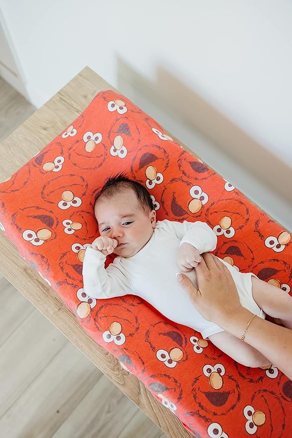 Copper Pearl Premium Knit Changing Pad Cover Soft, Stylish, and Universal Fit for All Standard Diaper Changing Pads, Trendy Design Changing Pad Covers, Elmo