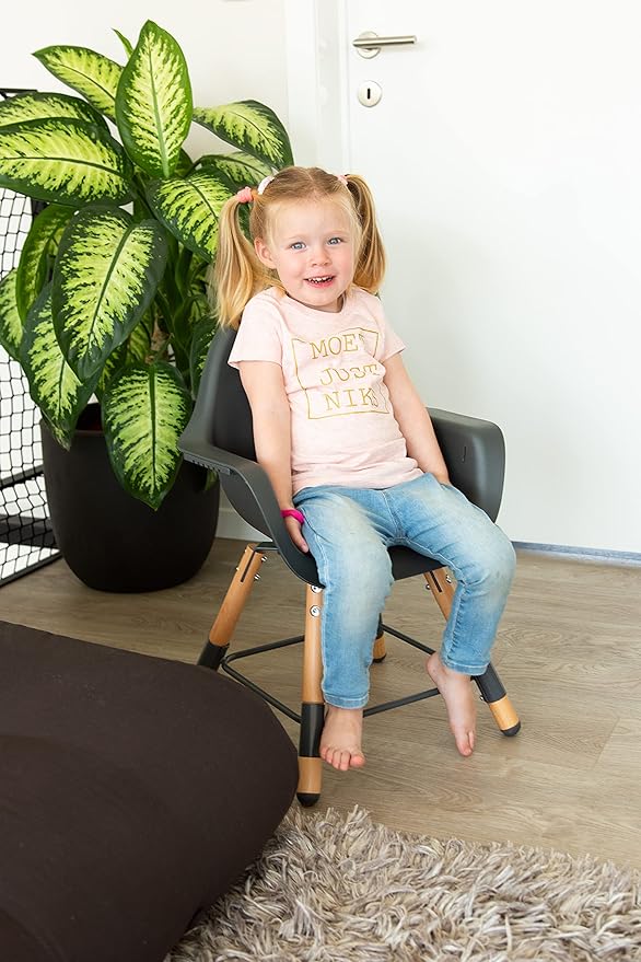 Childhome Evolu One.80° 2 in 1 Baby High Chair with 180° Swivel, Adjustable Height Baby High Chair, Sleek Modern with Beechwood Legs, Anthracite