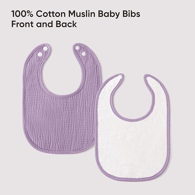 Bearmoss Baby Bibs for Drooling and teething 100% Cotton Muslin Bibs for Baby Boy & Girl,Adjustable, Ultra Absorbent,8 Pack
