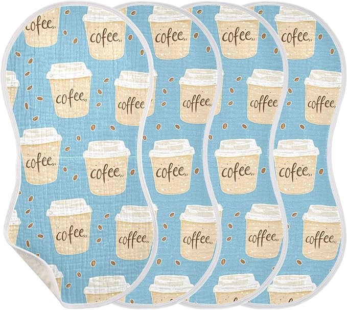 vvfelixl Coffee Cup Burp Cloths for Baby Boy Girls Baby Washcloths Burp Rags 1 Pack