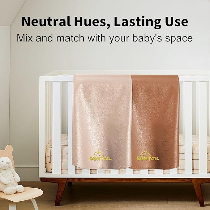 Portable Baby Diaper Changing Mat,Soft Faux Leather, Wipeable & Easy to Clean,for Home or Travel, Waterproof, with Storage Strap,Easily Put into Diaper Bag,30 x 17 in (Beige & Coffee)