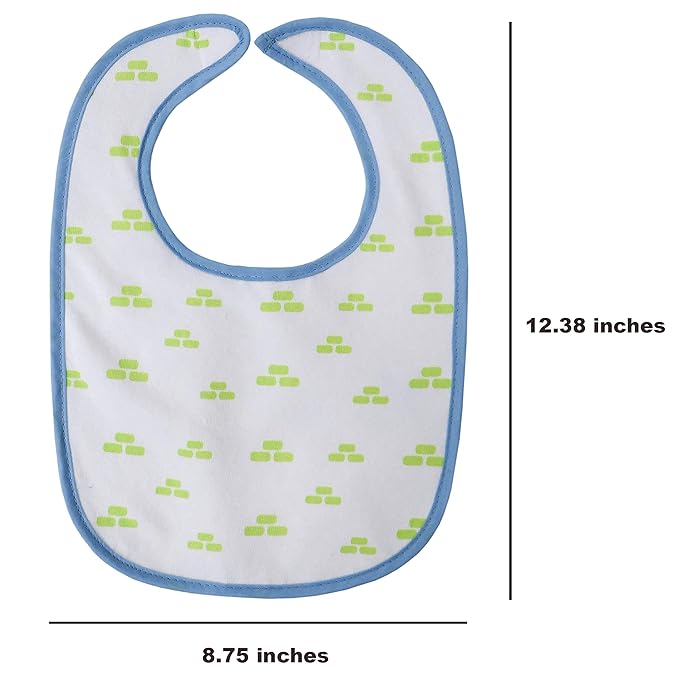 Neat Solutions 10 Pack Water Resistant Bib Set Blue/Grey Assorted, 10 Count, 0+ Months